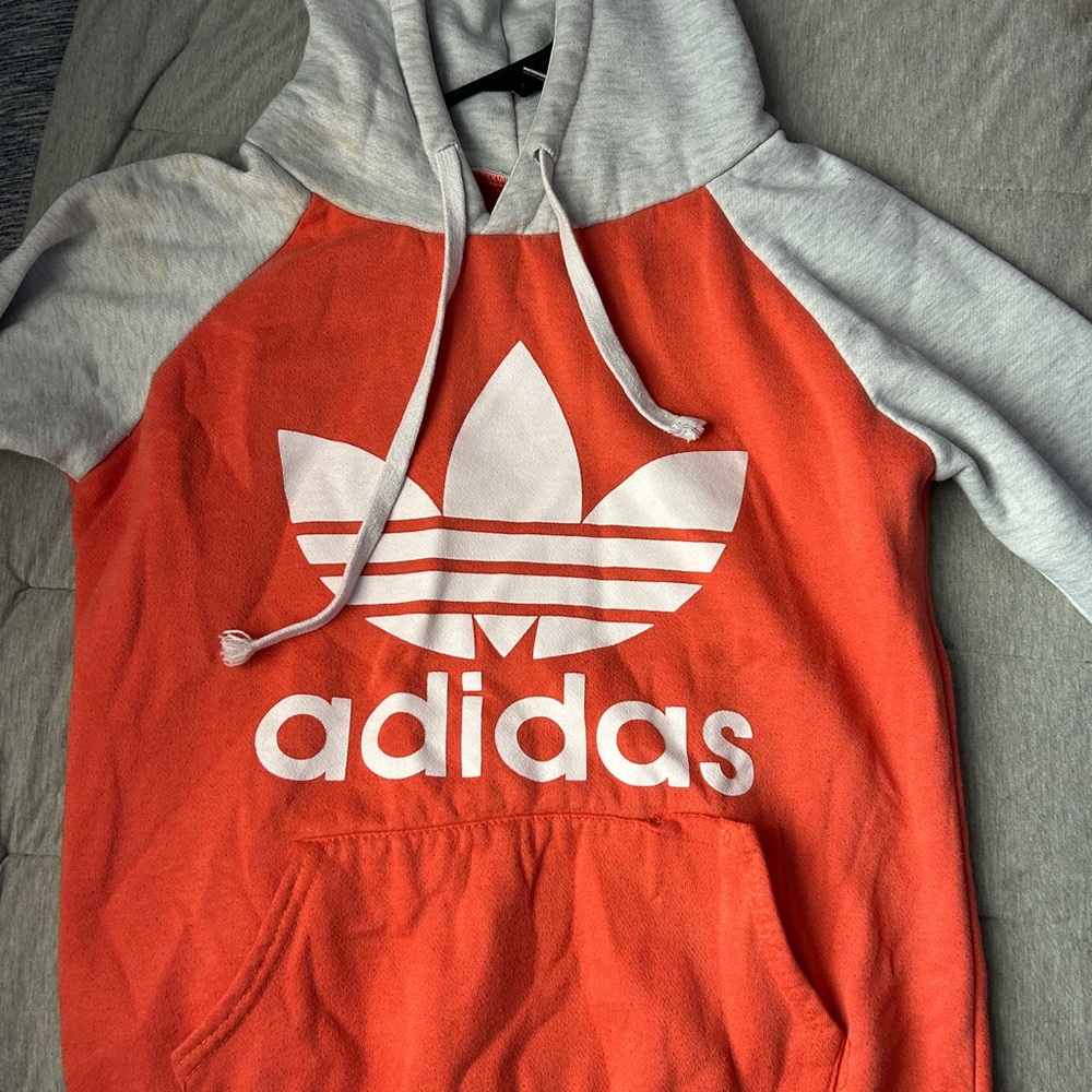 Adidas Orange and Gray Hoodie